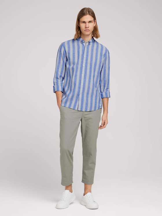 Gestreiftes Hemd mit Leinen - Männer - olive blue big stripe Gestreiftes Hemd mit Leinen - Männer - olive blue big stripe - 3 - TOM TAILOR Denim