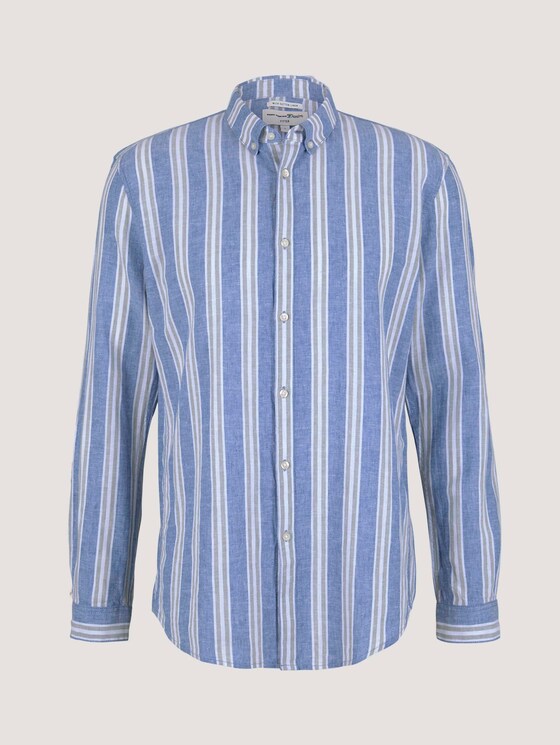 Gestreiftes Hemd mit Leinen - Männer - olive blue big stripe Gestreiftes Hemd mit Leinen - Männer - olive blue big stripe - 7 - TOM TAILOR Denim