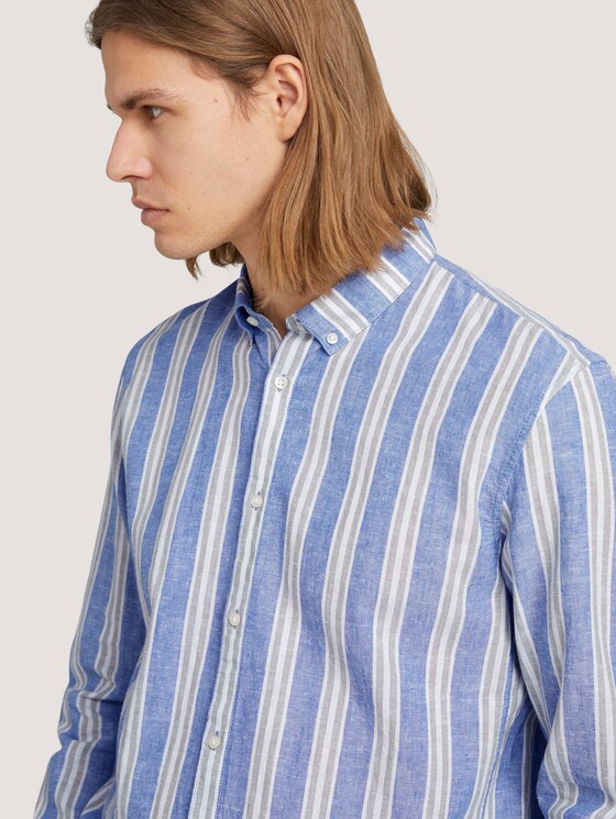 Gestreiftes Hemd mit Leinen - Männer - olive blue big stripe Gestreiftes Hemd mit Leinen - Männer - olive blue big stripe - 9 - TOM TAILOR Denim