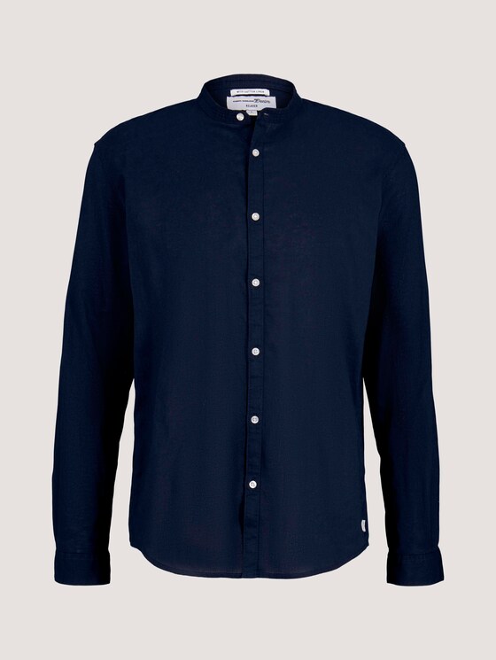 Stehkragenhemd mit Leinen - Männer - Sky Captain Blue Stehkragenhemd mit Leinen - Männer - Sky Captain Blue - 7 - TOM TAILOR Denim