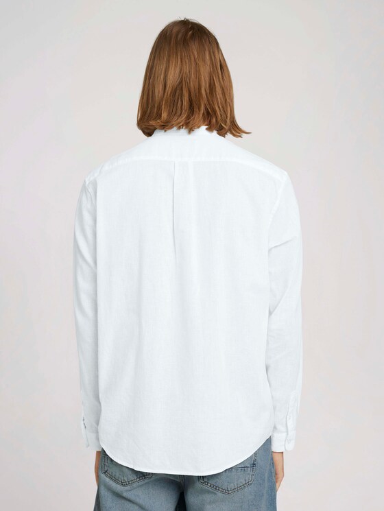 Stehkragenhemd mit Leinen - Männer - White Stehkragenhemd mit Leinen - Männer - White - 2 - TOM TAILOR Denim