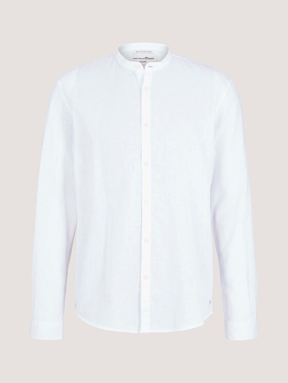 Stehkragenhemd mit Leinen - Männer - White Stehkragenhemd mit Leinen - Männer - White - 7 - TOM TAILOR Denim