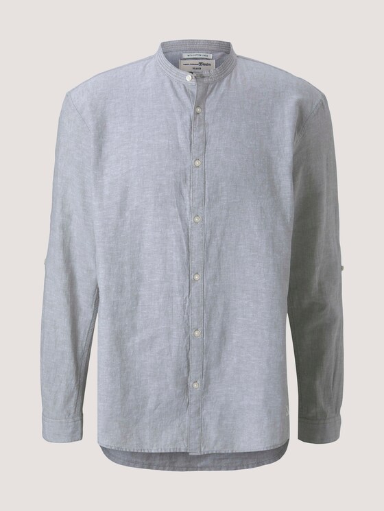 Stehkragenhemd mit Leinen - Männer - olive white chambray Stehkragenhemd mit Leinen - Männer - olive white chambray - 7 - TOM TAILOR Denim