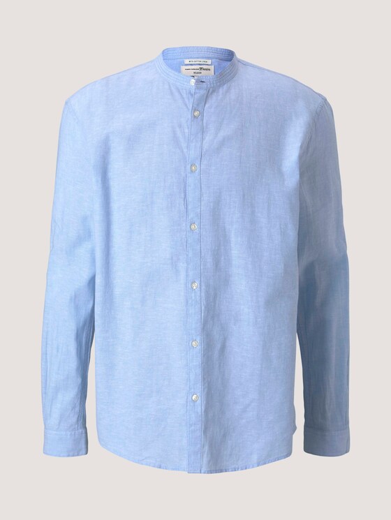 Stehkragenhemd mit Leinen - Männer - light blue white chambray Stehkragenhemd mit Leinen - Männer - light blue white chambray - 7 - TOM TAILOR Denim