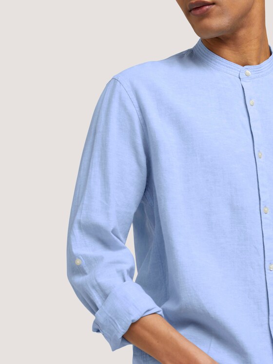 Stehkragenhemd mit Leinen - Männer - light blue white chambray Stehkragenhemd mit Leinen - Männer - light blue white chambray - 9 - TOM TAILOR Denim