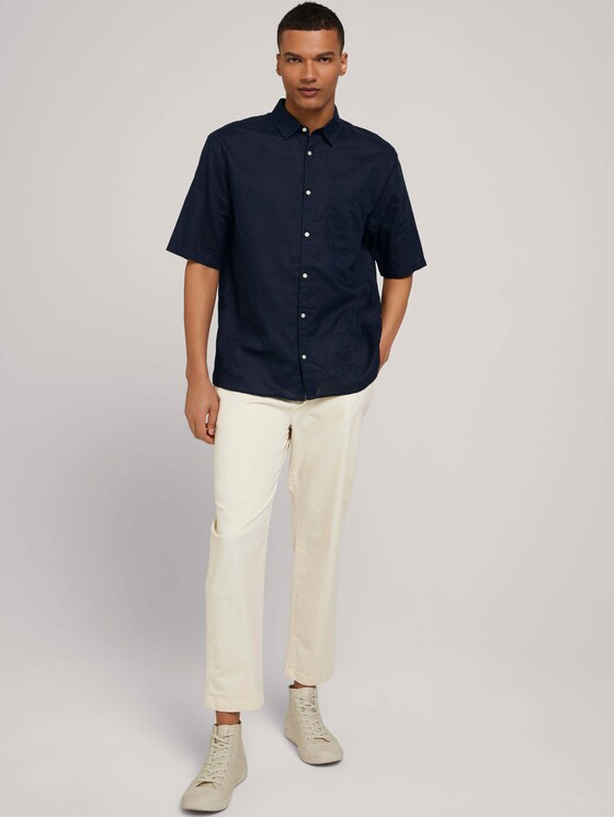 Lockeres Kurzarmhemd mit Leinen - Männer - Sky Captain Blue Lockeres Kurzarmhemd mit Leinen - Männer - Sky Captain Blue - 3 - TOM TAILOR Denim