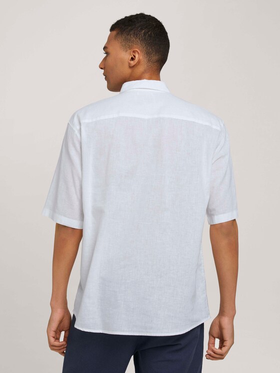 Lockeres Kurzarmhemd mit Leinen - Männer - White Lockeres Kurzarmhemd mit Leinen - Männer - White - 2 - TOM TAILOR Denim