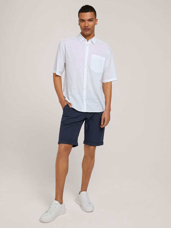 Lockeres Kurzarmhemd mit Leinen - Männer - White Lockeres Kurzarmhemd mit Leinen - Männer - White - 3 - TOM TAILOR Denim