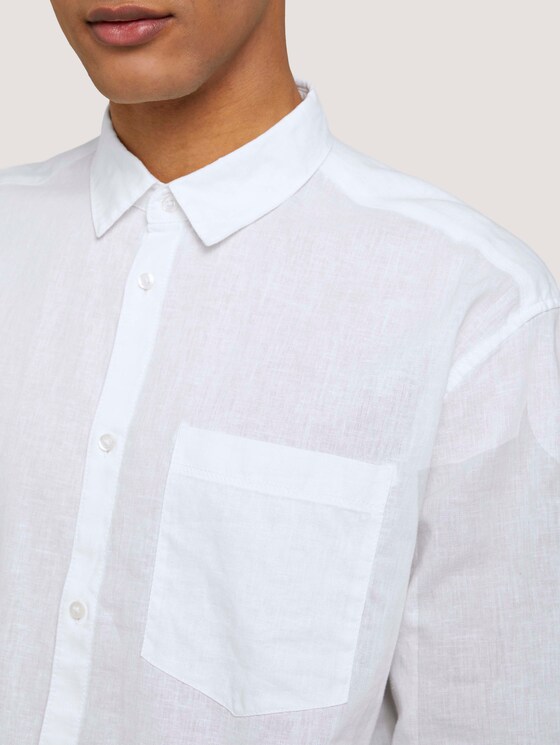 Lockeres Kurzarmhemd mit Leinen - Männer - White Lockeres Kurzarmhemd mit Leinen - Männer - White - 9 - TOM TAILOR Denim