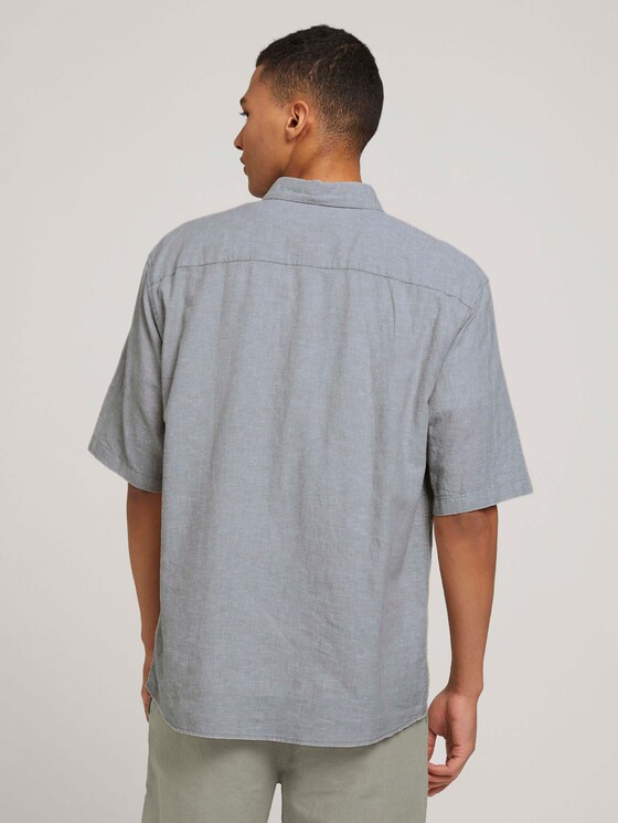 Lockeres Kurzarmhemd mit Leinen - Männer - olive white chambray Lockeres Kurzarmhemd mit Leinen - Männer - olive white chambray - 2 - TOM TAILOR Denim