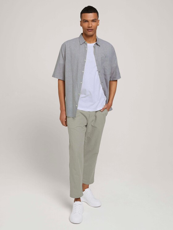 Lockeres Kurzarmhemd mit Leinen - Männer - olive white chambray Lockeres Kurzarmhemd mit Leinen - Männer - olive white chambray - 3 - TOM TAILOR Denim