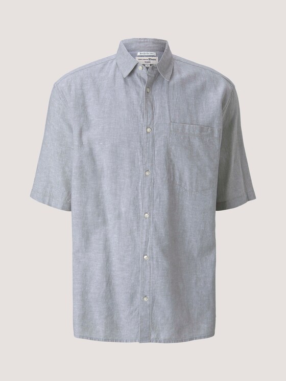 Lockeres Kurzarmhemd mit Leinen - Männer - olive white chambray Lockeres Kurzarmhemd mit Leinen - Männer - olive white chambray - 7 - TOM TAILOR Denim