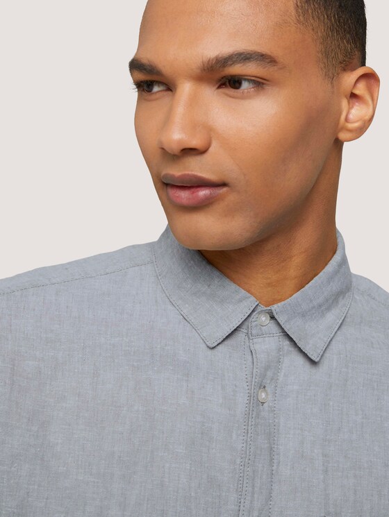Lockeres Kurzarmhemd mit Leinen - Männer - olive white chambray Lockeres Kurzarmhemd mit Leinen - Männer - olive white chambray - 9 - TOM TAILOR Denim