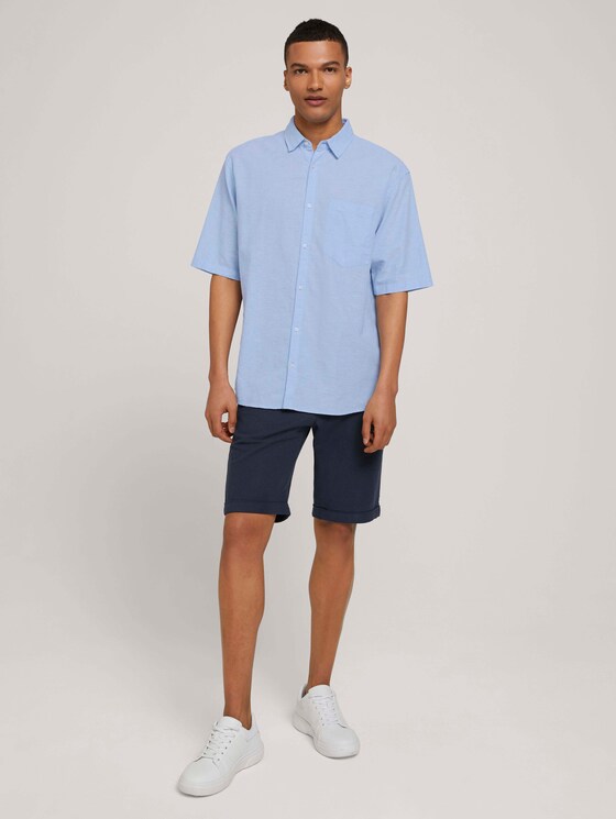 Lockeres Kurzarmhemd mit Leinen - Männer - light blue white chambray Lockeres Kurzarmhemd mit Leinen - Männer - light blue white chambray - 3 - TOM TAILOR Denim