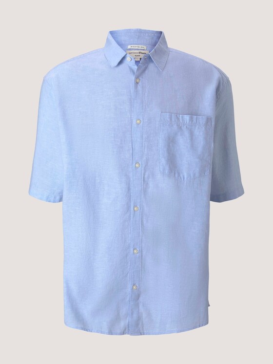 Lockeres Kurzarmhemd mit Leinen - Männer - light blue white chambray Lockeres Kurzarmhemd mit Leinen - Männer - light blue white chambray - 7 - TOM TAILOR Denim