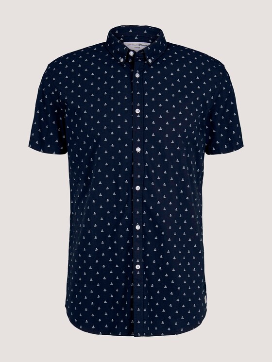 gemustertes Kurzarmhemd - Männer - navy yellow mini ship print gemustertes Kurzarmhemd - Männer - navy yellow mini ship print - 7 - TOM TAILOR Denim