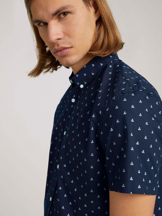 gemustertes Kurzarmhemd - Männer - navy yellow mini ship print gemustertes Kurzarmhemd - Männer - navy yellow mini ship print - 9 - TOM TAILOR Denim