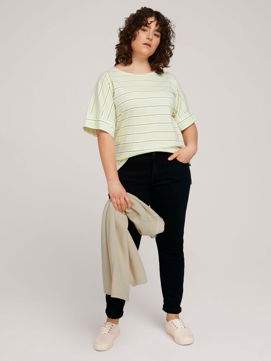 Plus - Gestreiftes T-Shirt mit Bio-Baumwolle - Frauen - soft blue yellow stripe Plus - Gestreiftes T-Shirt mit Bio-Baumwolle - Frauen - soft blue yellow stripe - 3 - My True Me