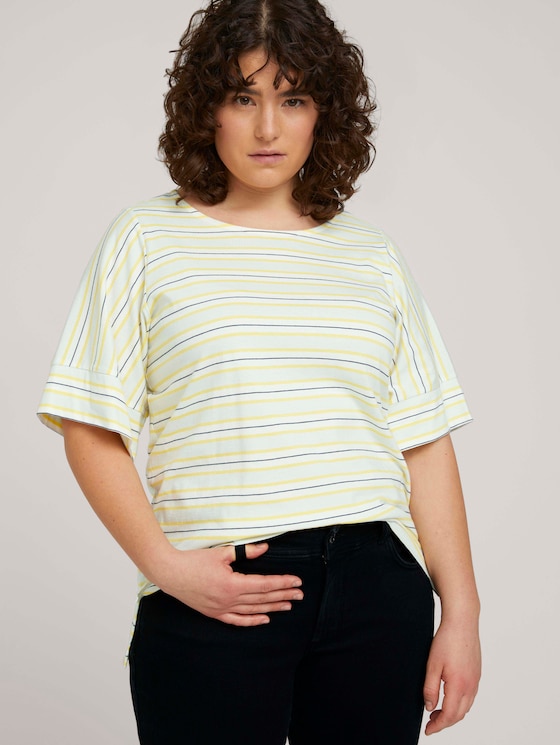 Plus - Gestreiftes T-Shirt mit Bio-Baumwolle - Frauen - soft blue yellow stripe Plus - Gestreiftes T-Shirt mit Bio-Baumwolle - Frauen - soft blue yellow stripe - 5 - My True Me