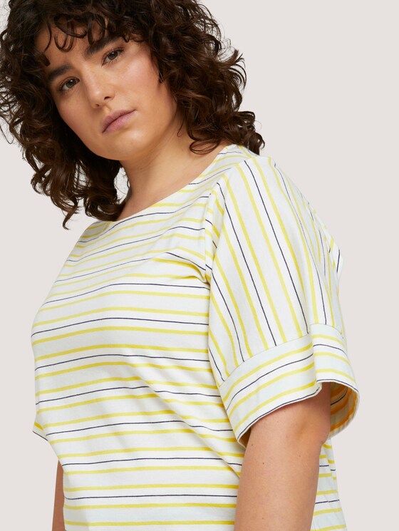 Plus - Gestreiftes T-Shirt mit Bio-Baumwolle - Frauen - soft blue yellow stripe Plus - Gestreiftes T-Shirt mit Bio-Baumwolle - Frauen - soft blue yellow stripe - 9 - My True Me