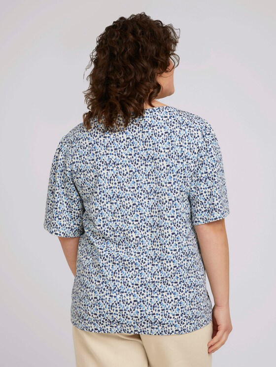 T-Shirt mit Volantärmeln - Frauen - blue aquarelle dots T-Shirt mit Volantärmeln - Frauen - blue aquarelle dots - 2 - My True Me