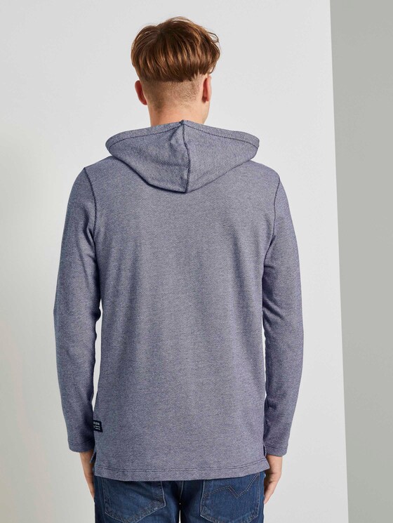 Strukturiertes Langarmshirt mit Kapuze - Männer - Sky Captain Blue Non-Solid Strukturiertes Langarmshirt mit Kapuze - Männer - Sky Captain Blue Non-Solid - 2 - TOM TAILOR Denim