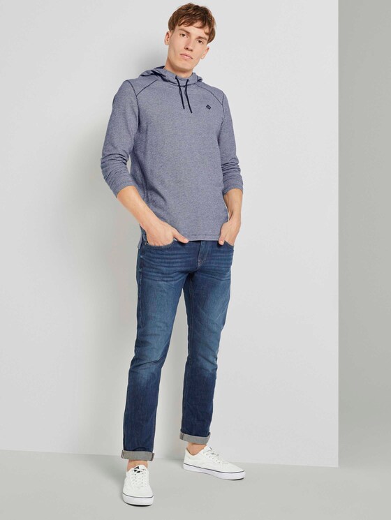Strukturiertes Langarmshirt mit Kapuze - Männer - Sky Captain Blue Non-Solid Strukturiertes Langarmshirt mit Kapuze - Männer - Sky Captain Blue Non-Solid - 3 - TOM TAILOR Denim