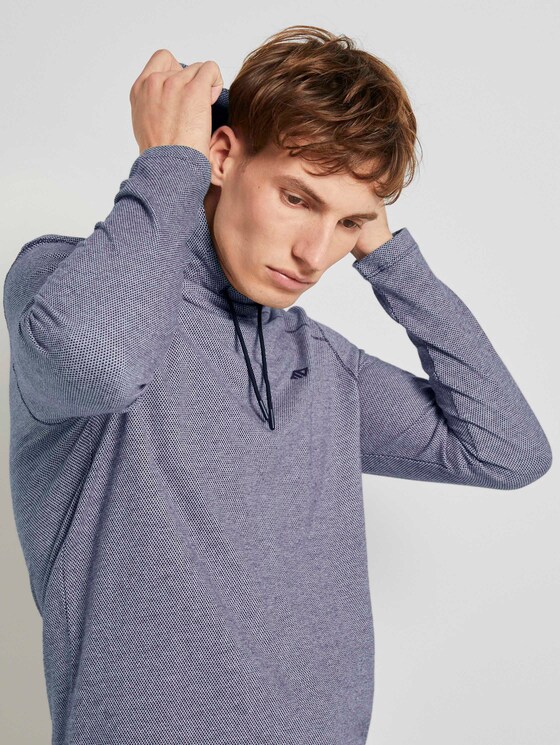 Strukturiertes Langarmshirt mit Kapuze - Männer - Sky Captain Blue Non-Solid Strukturiertes Langarmshirt mit Kapuze - Männer - Sky Captain Blue Non-Solid - 9 - TOM TAILOR Denim