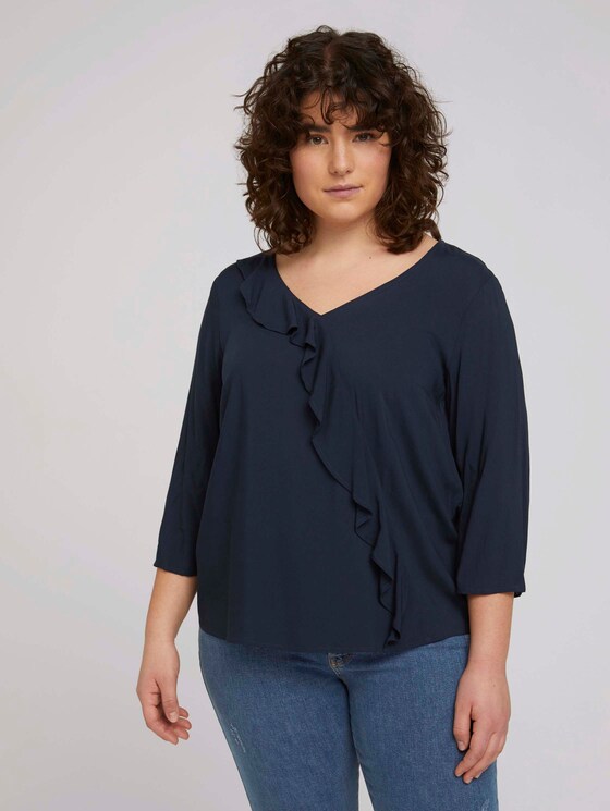Volant Bluse mit LENZING™ ECOVERO™ - Frauen - Sky Captain Blue Volant Bluse mit LENZING™ ECOVERO™ - Frauen - Sky Captain Blue - 1 - My True Me