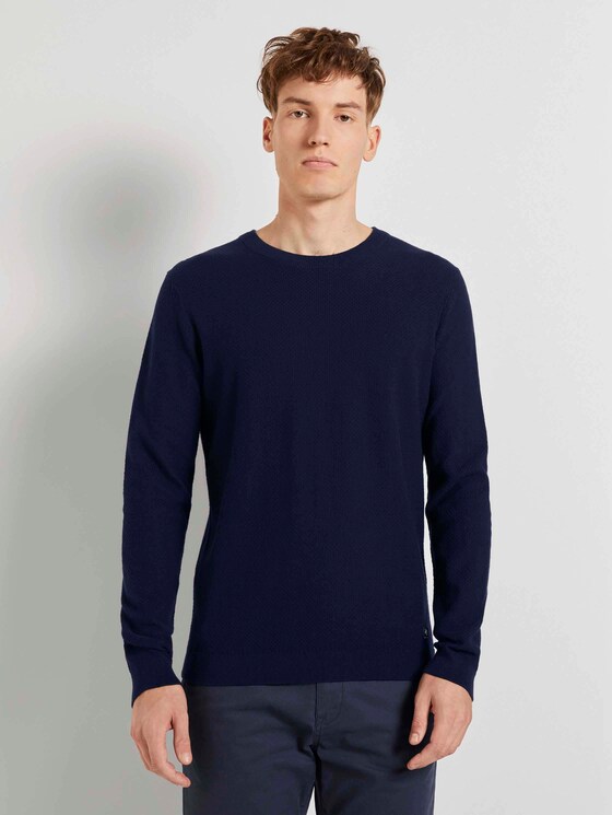 Strukturierter Strickpullover - Männer - Sky Captain Blue Strukturierter Strickpullover - Männer - Sky Captain Blue - 1 - TOM TAILOR Denim