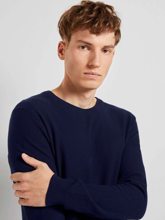 Strukturierter Strickpullover - Männer - Sky Captain Blue Strukturierter Strickpullover - Männer - Sky Captain Blue - 9 - TOM TAILOR Denim