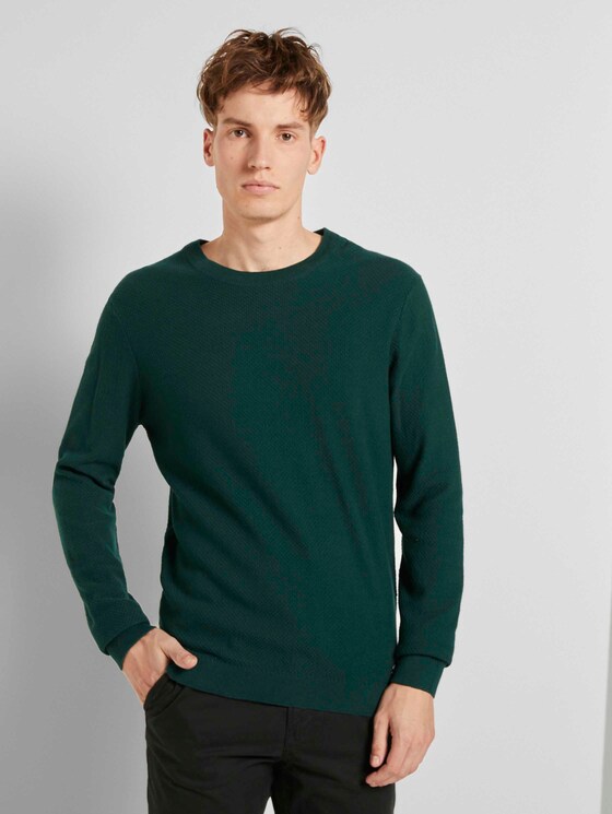Strukturierter Strickpullover - Männer - Deep Green Lake Strukturierter Strickpullover - Männer - Deep Green Lake - 1 - TOM TAILOR Denim