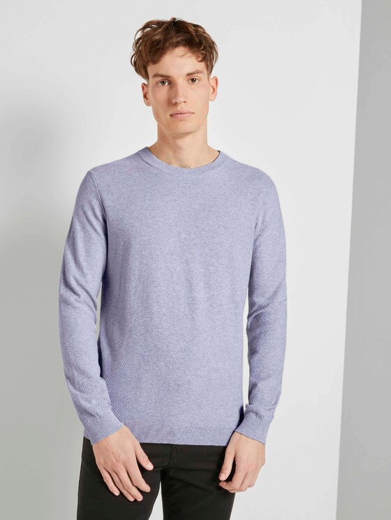 Strukturierter Strickpullover - Männer - Light Stone Grey Melange Strukturierter Strickpullover - Männer - Light Stone Grey Melange - 1 - TOM TAILOR Denim