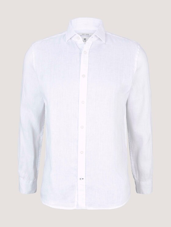 gemustertes Hemd mit Leinen - Männer - White gemustertes Hemd mit Leinen - Männer - White - 7 - TOM TAILOR