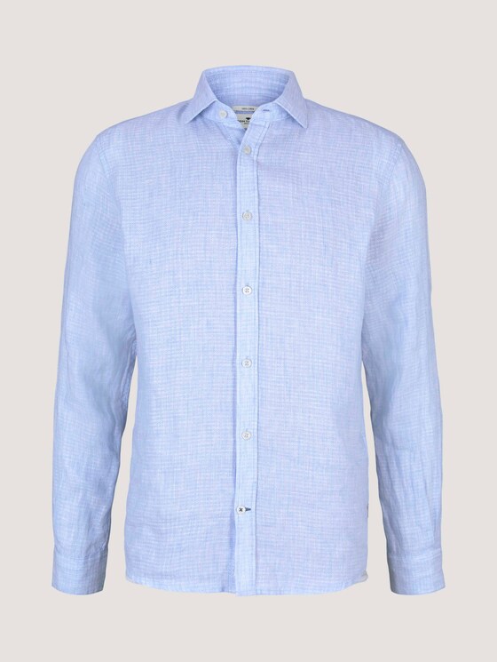 gemustertes Hemd mit Leinen - Männer - light blue structure gemustertes Hemd mit Leinen - Männer - light blue structure - 7 - TOM TAILOR