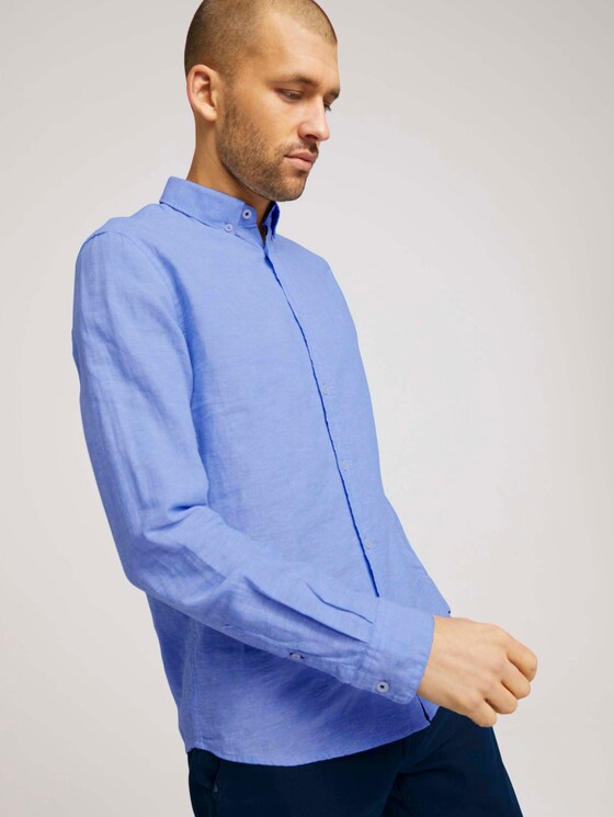 Leinen Hemd - Männer - Sky Blue Chambray Leinen Hemd - Männer - Sky Blue Chambray - 5 - TOM TAILOR