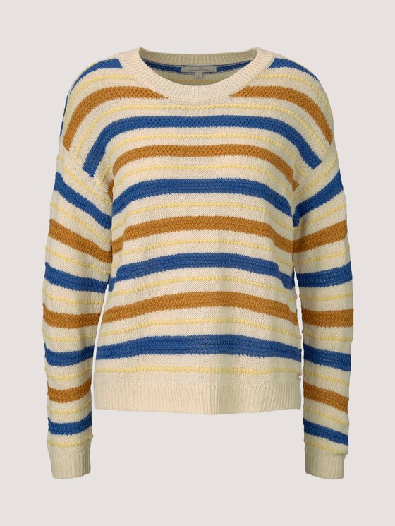 Strickpullover mit Streifenmuster - Frauen - creme blue yellow stripe Strickpullover mit Streifenmuster - Frauen - creme blue yellow stripe - 7 - TOM TAILOR Denim