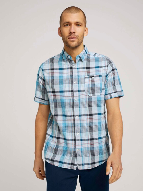 kariertes Kurzarmhemd - Männer - teal blue base colourful check kariertes Kurzarmhemd - Männer - teal blue base colourful check - 1 - TOM TAILOR