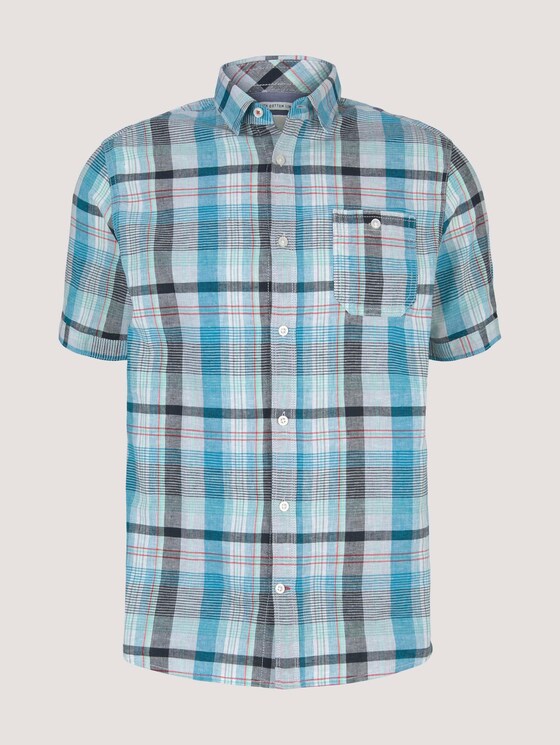kariertes Kurzarmhemd - Männer - teal blue base colourful check kariertes Kurzarmhemd - Männer - teal blue base colourful check - 7 - TOM TAILOR
