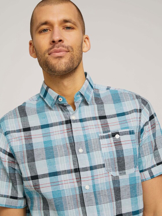 kariertes Kurzarmhemd - Männer - teal blue base colourful check kariertes Kurzarmhemd - Männer - teal blue base colourful check - 9 - TOM TAILOR