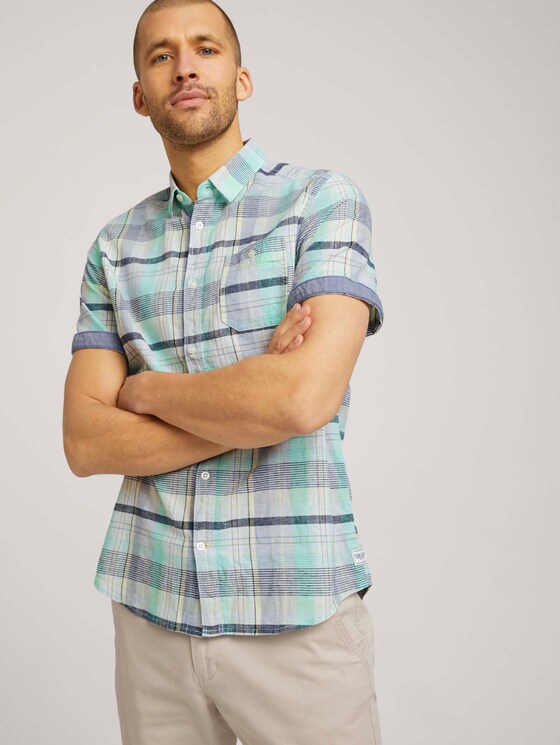 kariertes Kurzarmhemd - Männer - lucid green colourful check kariertes Kurzarmhemd - Männer - lucid green colourful check - 5 - TOM TAILOR
