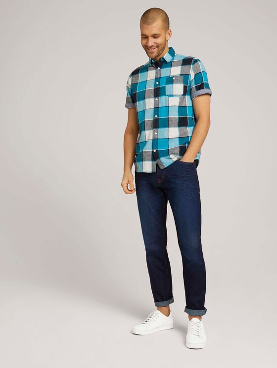 kariertes Kurzarmhemd - Männer - teal blue navy big check kariertes Kurzarmhemd - Männer - teal blue navy big check - 3 - TOM TAILOR