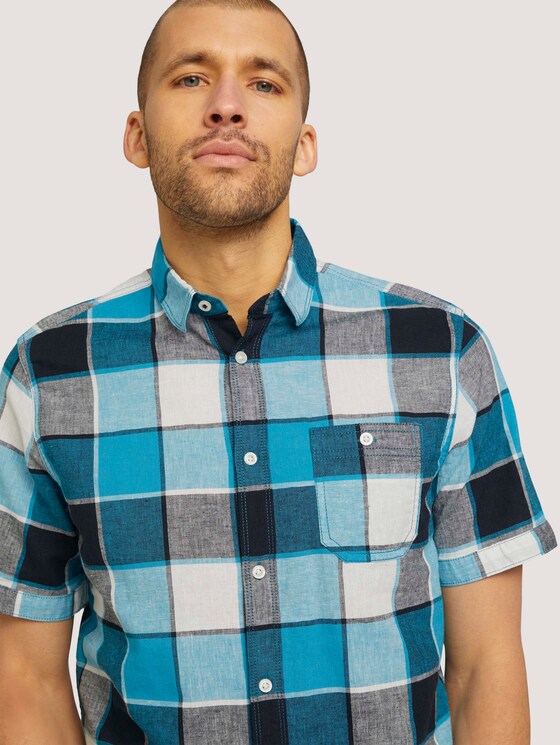 kariertes Kurzarmhemd - Männer - teal blue navy big check kariertes Kurzarmhemd - Männer - teal blue navy big check - 9 - TOM TAILOR