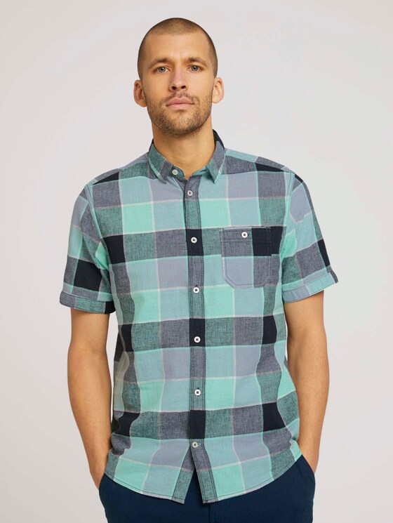 kariertes Kurzarmhemd - Männer - blue lucid green big check kariertes Kurzarmhemd - Männer - blue lucid green big check - 1 - TOM TAILOR