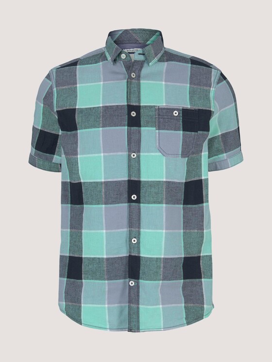 kariertes Kurzarmhemd - Männer - blue lucid green big check kariertes Kurzarmhemd - Männer - blue lucid green big check - 7 - TOM TAILOR