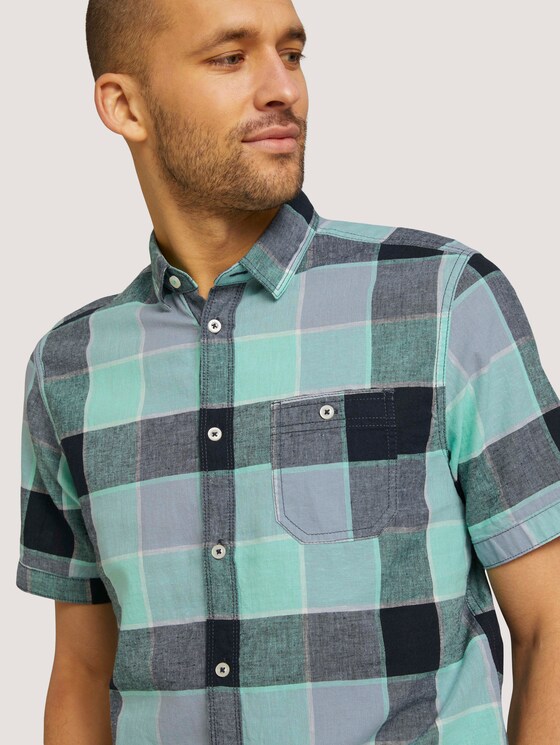 kariertes Kurzarmhemd - Männer - blue lucid green big check kariertes Kurzarmhemd - Männer - blue lucid green big check - 9 - TOM TAILOR