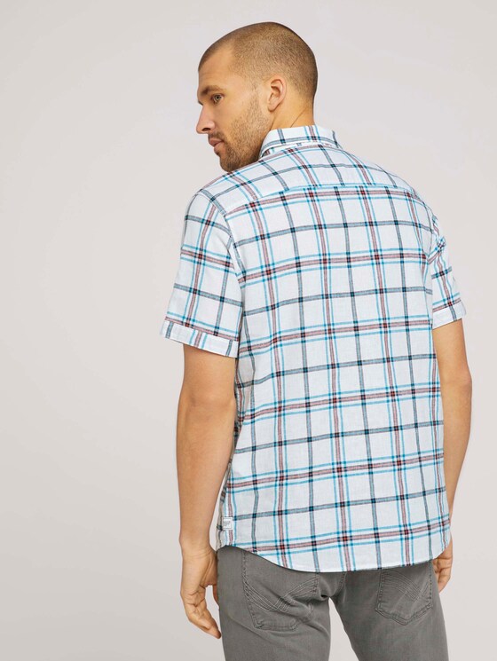 kariertes Kurzarmhemd - Männer - off white blue red check kariertes Kurzarmhemd - Männer - off white blue red check - 2 - TOM TAILOR