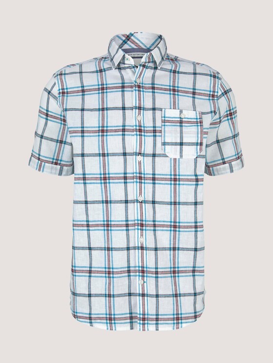 kariertes Kurzarmhemd - Männer - off white blue red check kariertes Kurzarmhemd - Männer - off white blue red check - 7 - TOM TAILOR