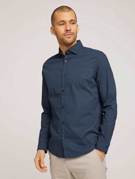 gemustertes Hemd - Männer - navy blue wave design gemustertes Hemd - Männer - navy blue wave design - 1 - TOM TAILOR