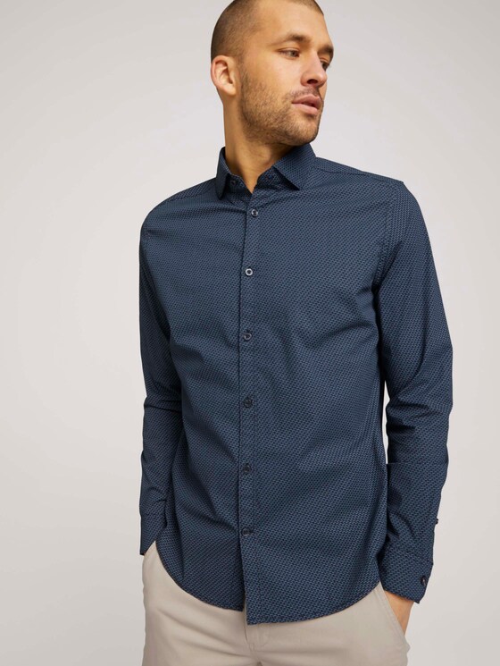 gemustertes Hemd - Männer - navy blue wave design gemustertes Hemd - Männer - navy blue wave design - 5 - TOM TAILOR